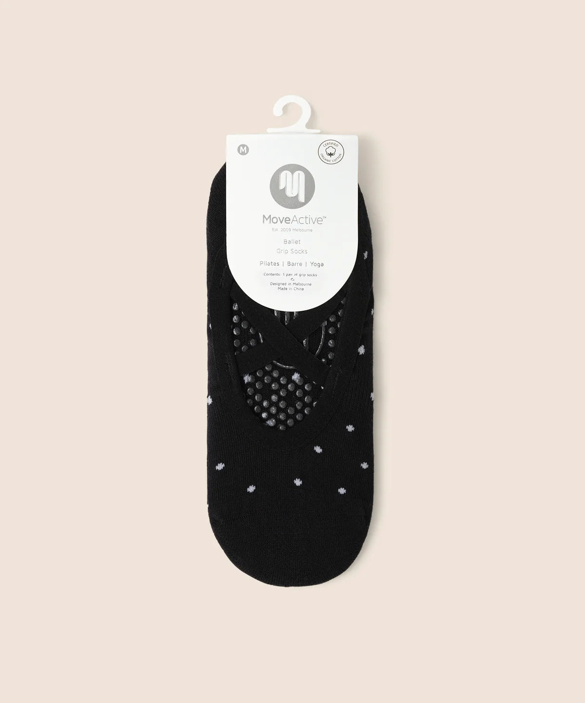 Ballet Non Slip Grip Socks - Black Polka