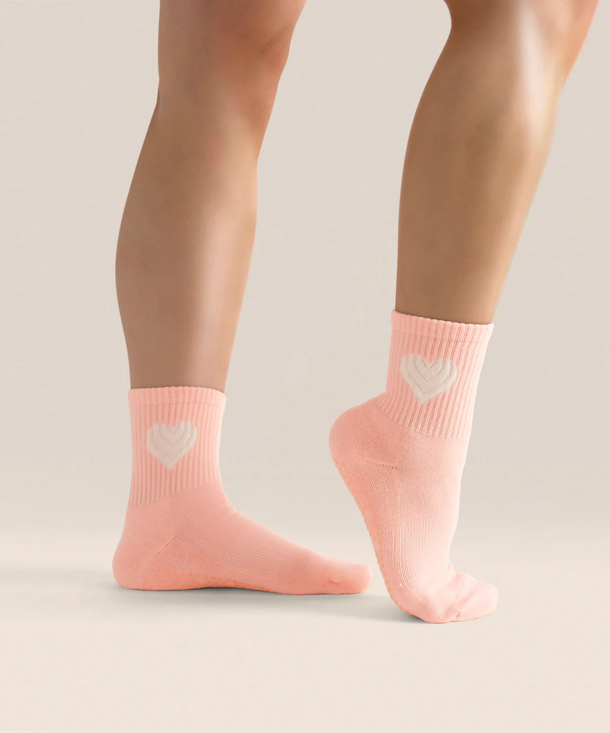 Crew Non Slip Grip Socks - Strawberry Heart