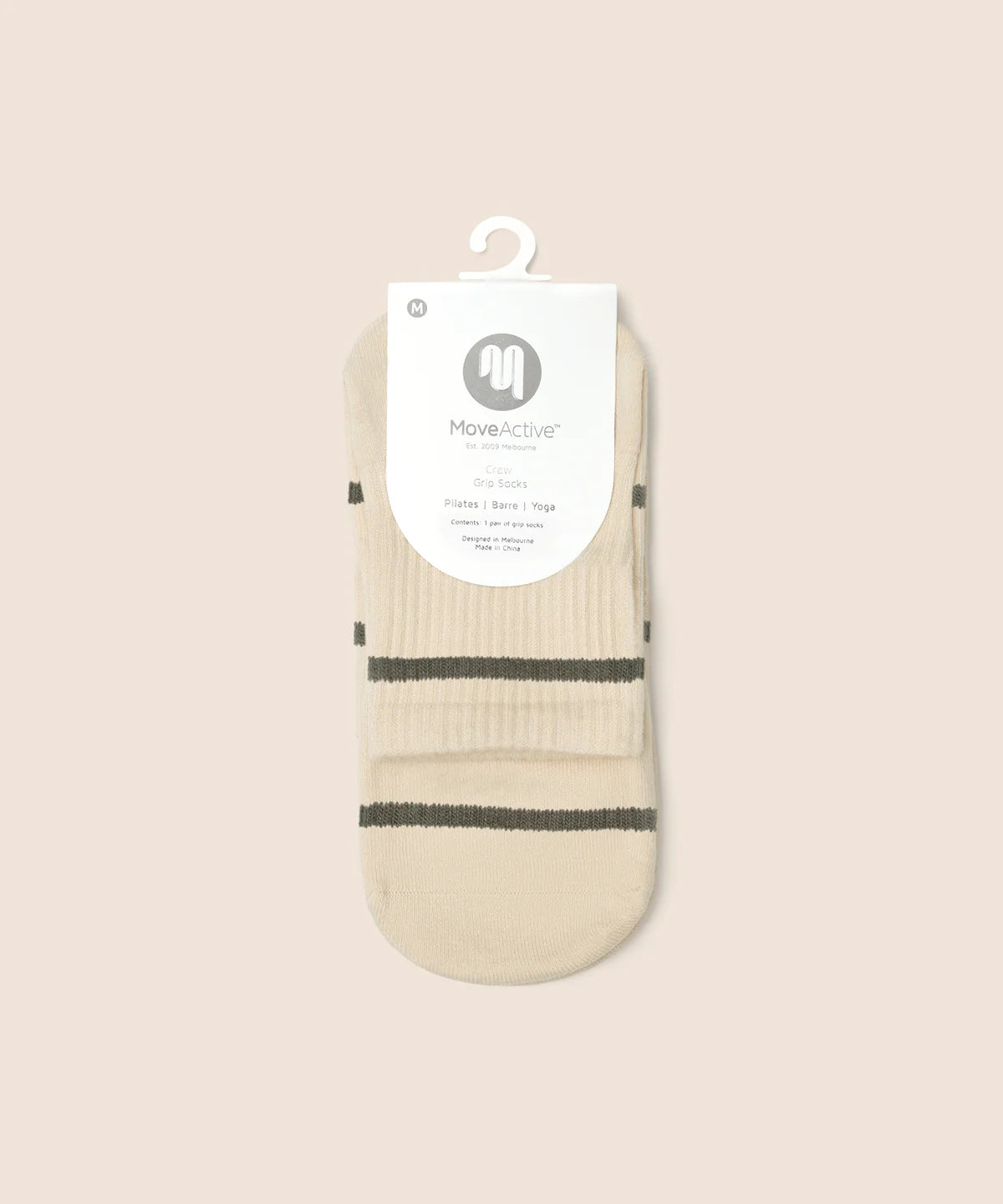 Quarter Crew Non Slip Grip Socks - Baseline Oat
