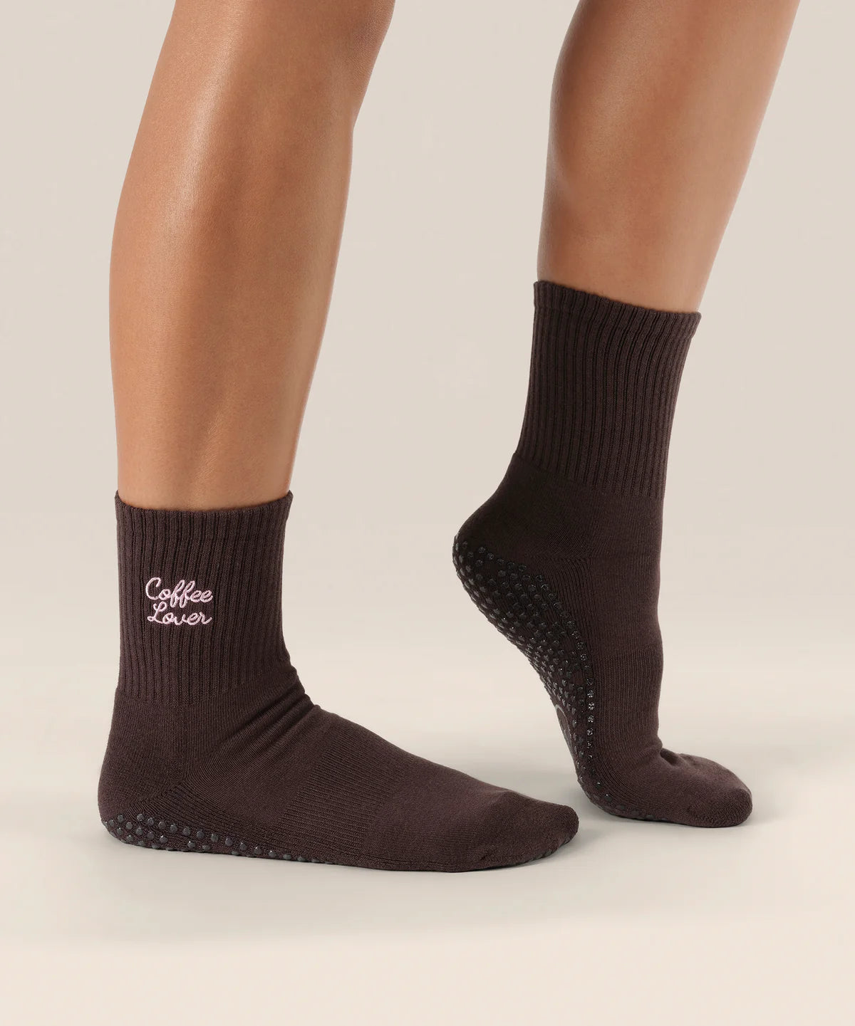 Crew Non Slip Grip Socks - Coffee Lover