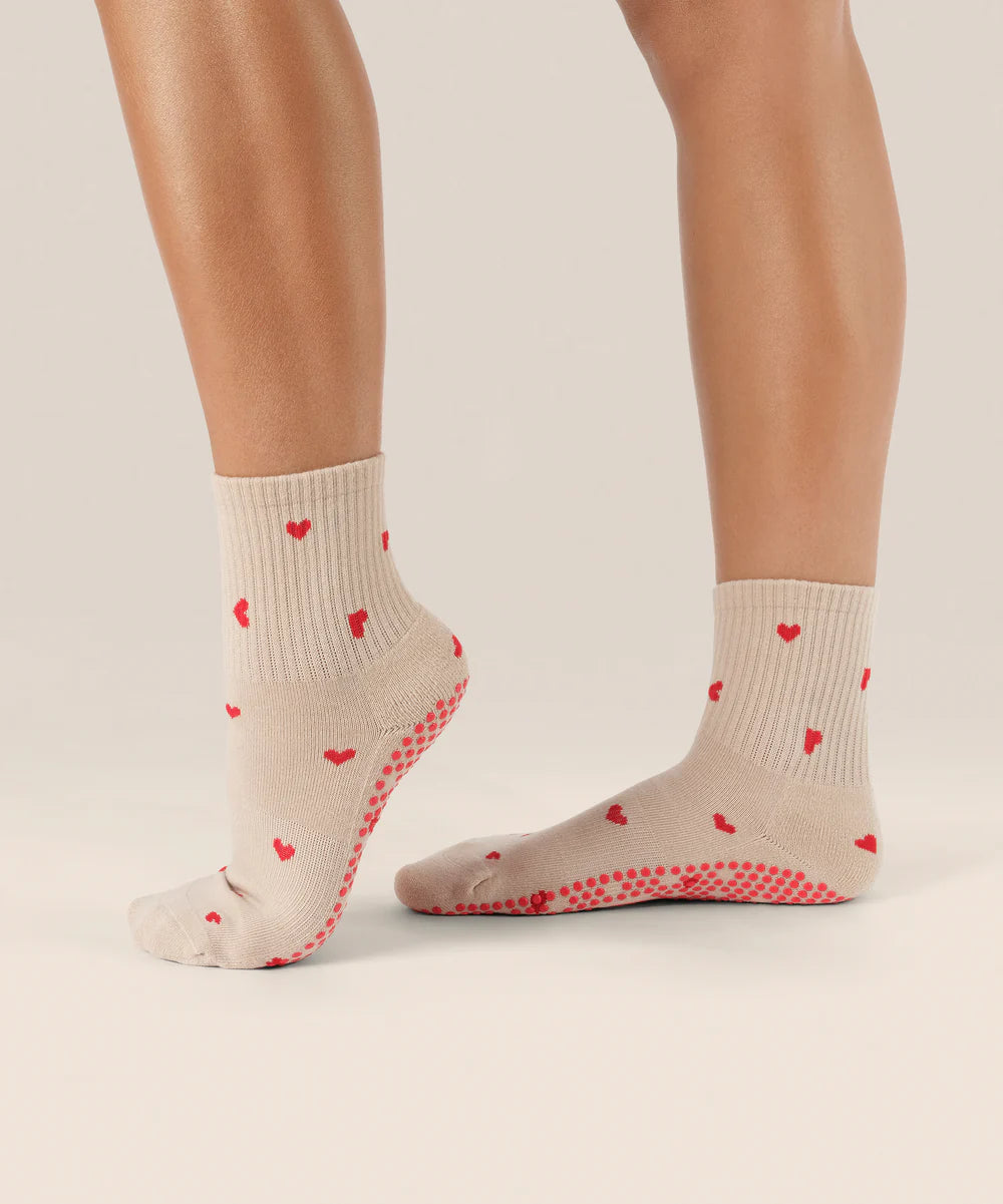 Crew Non Slip Grip Socks - Love Me