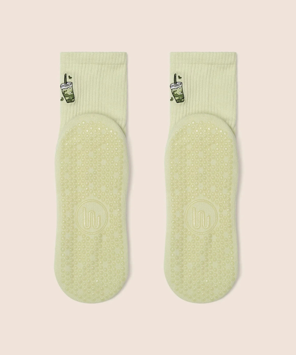 Crew Non Slip Grip Socks - Matcha Lover