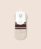 Crew Non Slip Grip Socks - Oat Espresso Stripe