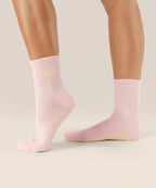 Crew Non Slip Grip Socks - Pilates Club Pink