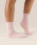 Crew Non Slip Grip Socks - Pilates Club Pink
