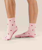 Crew Non Slip Grip Socks - Love Me Pink