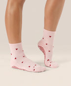 Crew Non Slip Grip Socks - Love Me Pink