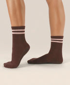 Crew Non Slip Grip Socks - Sporty Stripe Espresso