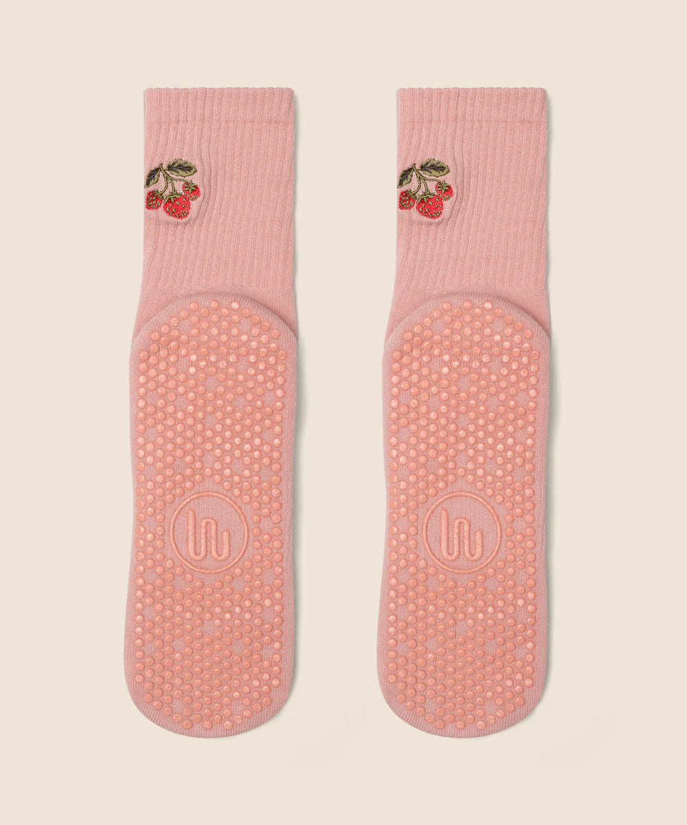 Crew Non Slip Grip Socks - Strawberry Patch