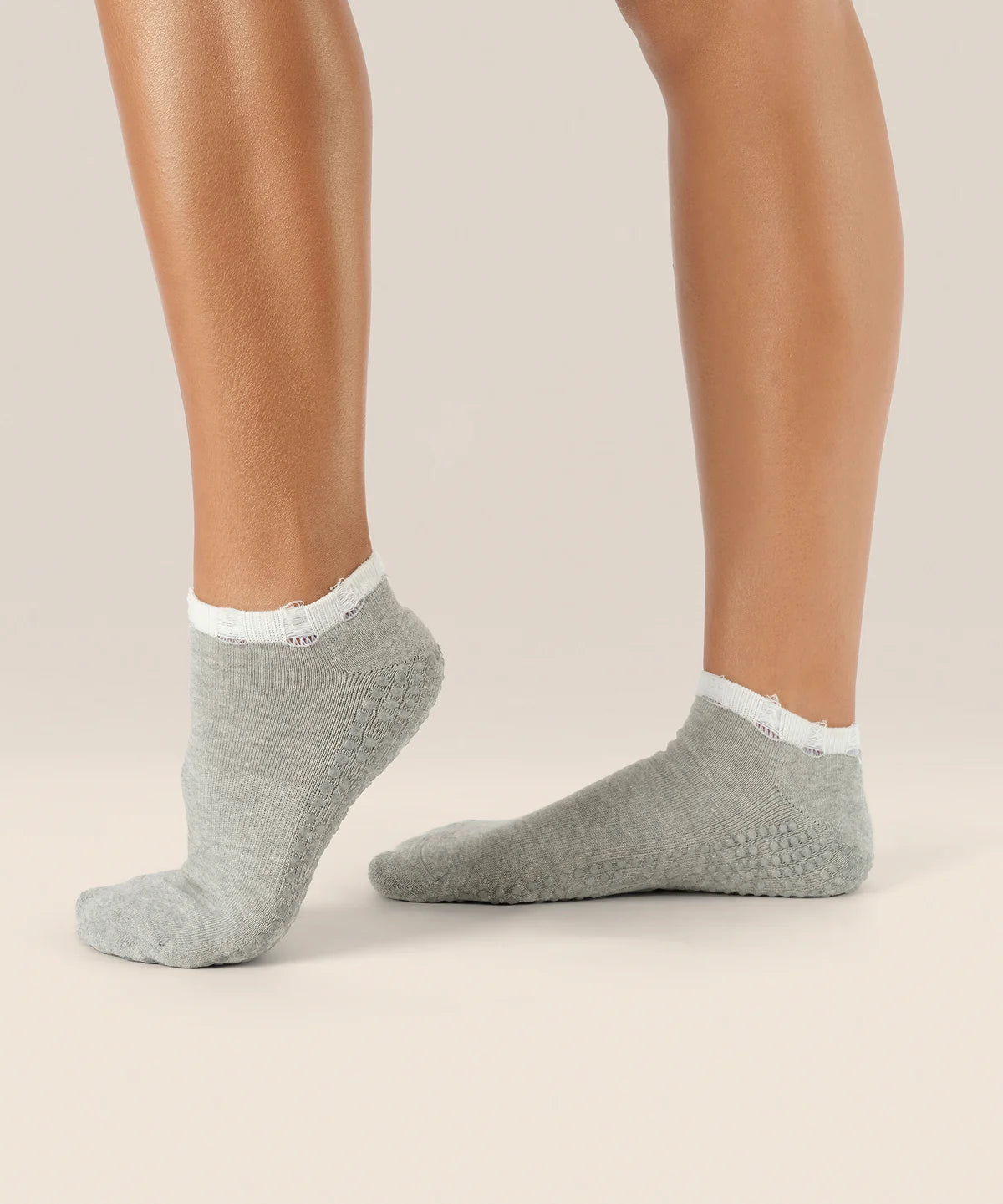 Low Rise Ankle Grip Socks - Marle Grey