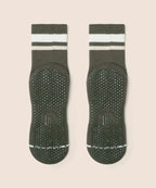 Crew Non Slip Grip Socks - Varsity Stripe Khaki