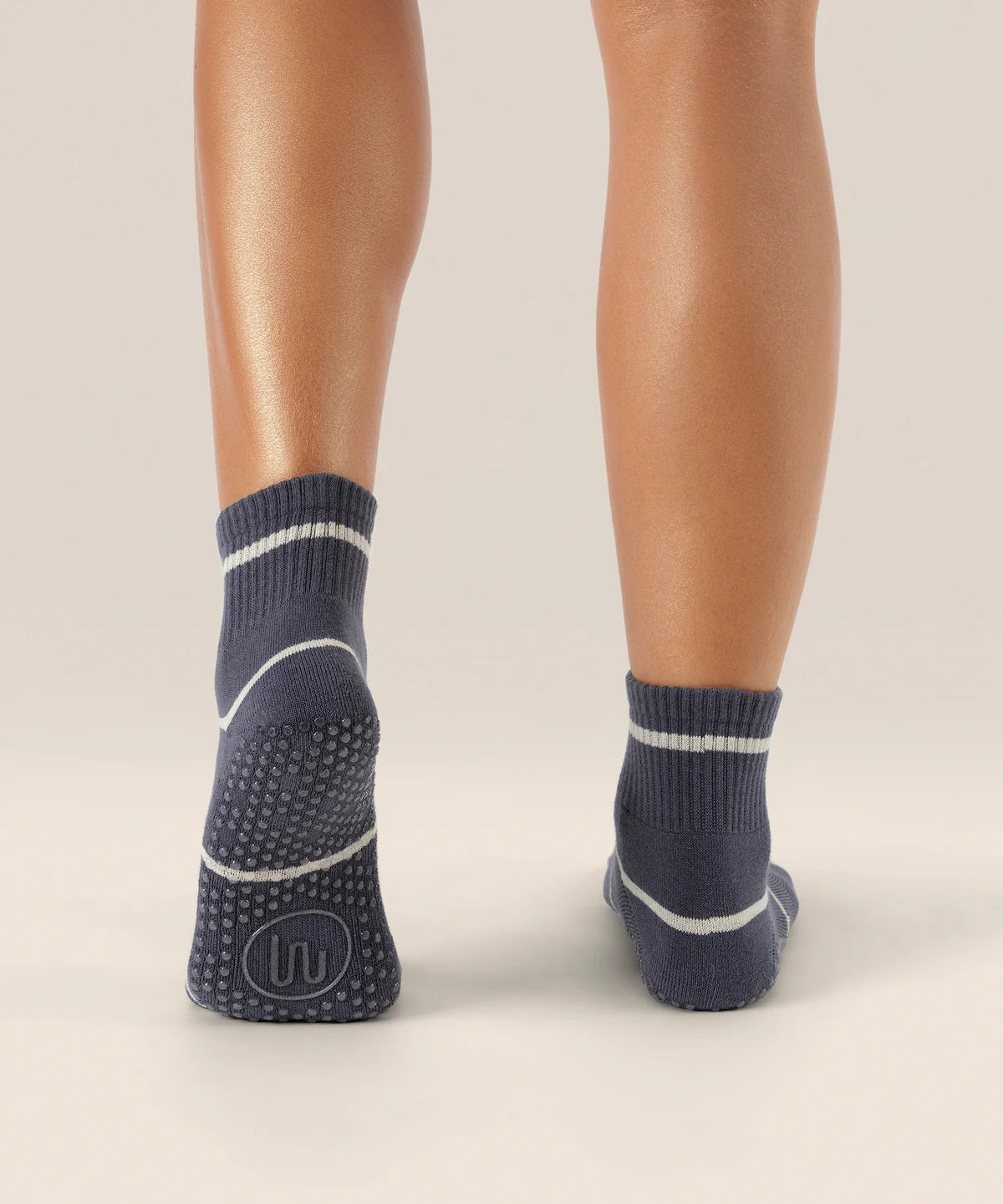 Quarter Crew Non Slip Grip Socks - Baseline Navy