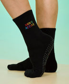 Crew Non Slip Grip Socks - Signature Rainbow Black