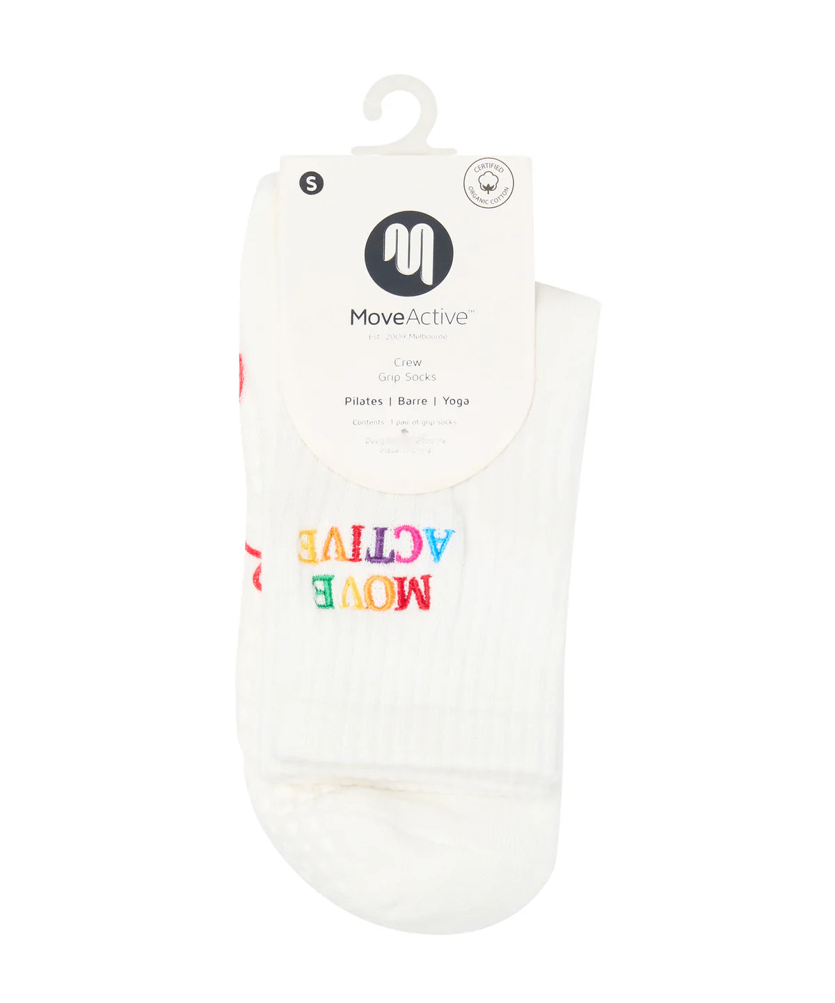 Crew Non Slip Grip Socks - Signature Rainbow Ivory