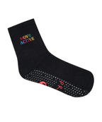 Crew Non Slip Grip Socks - Signature Rainbow Black