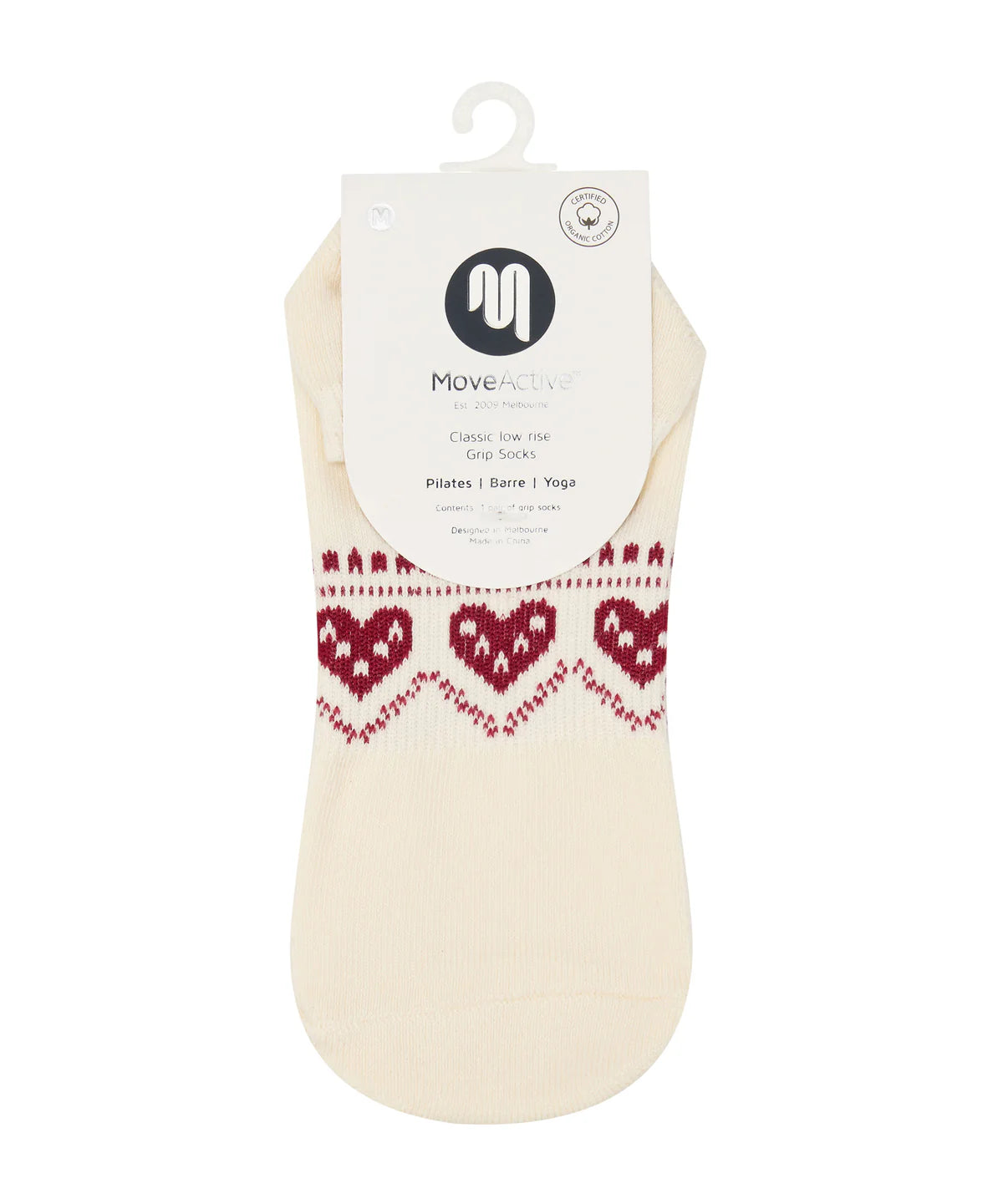 Low Rise Ankle Grip Socks - Alpine Heart Oat