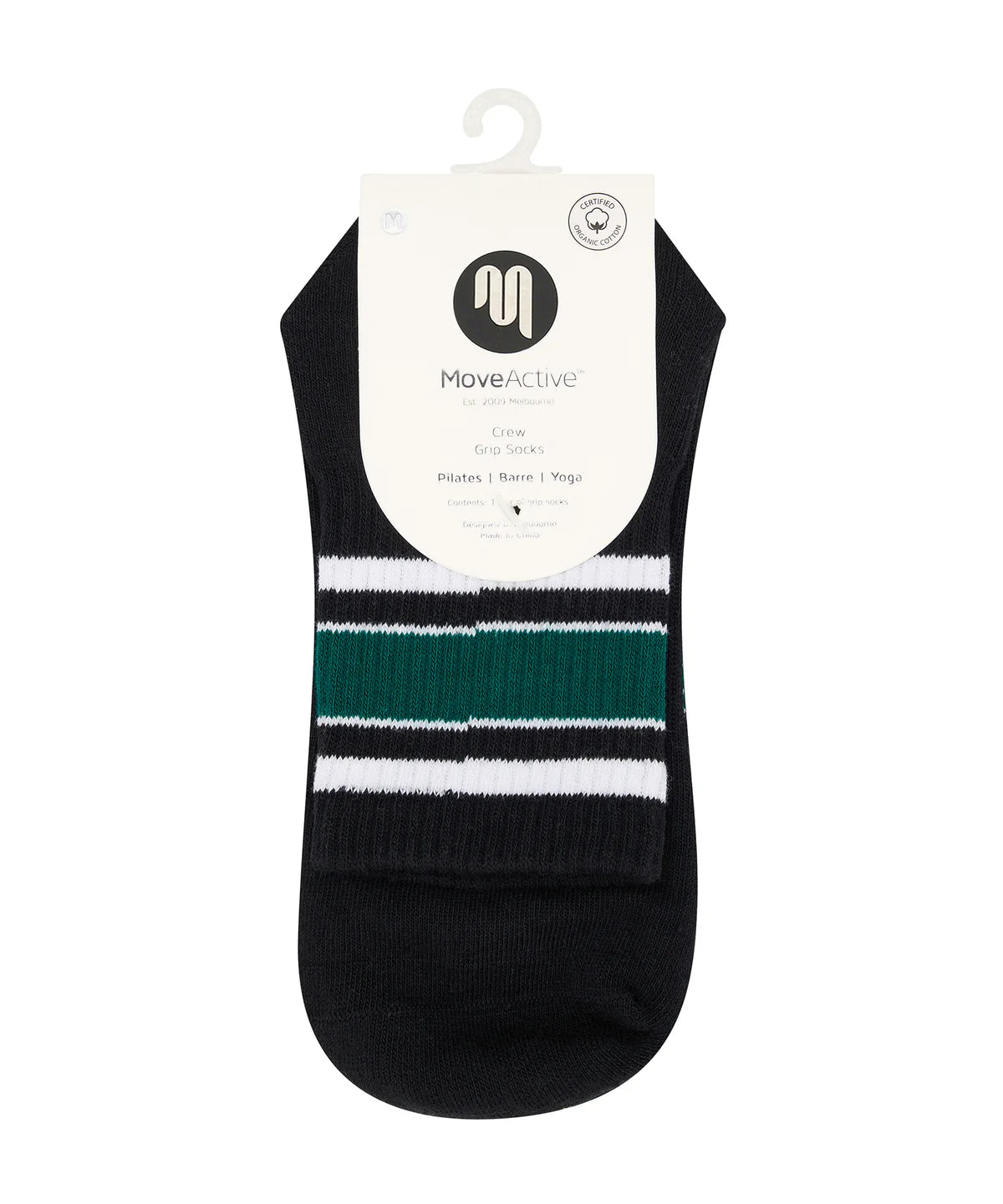 Crew Non Slip Grip Socks - Midnight Emerald Stripe