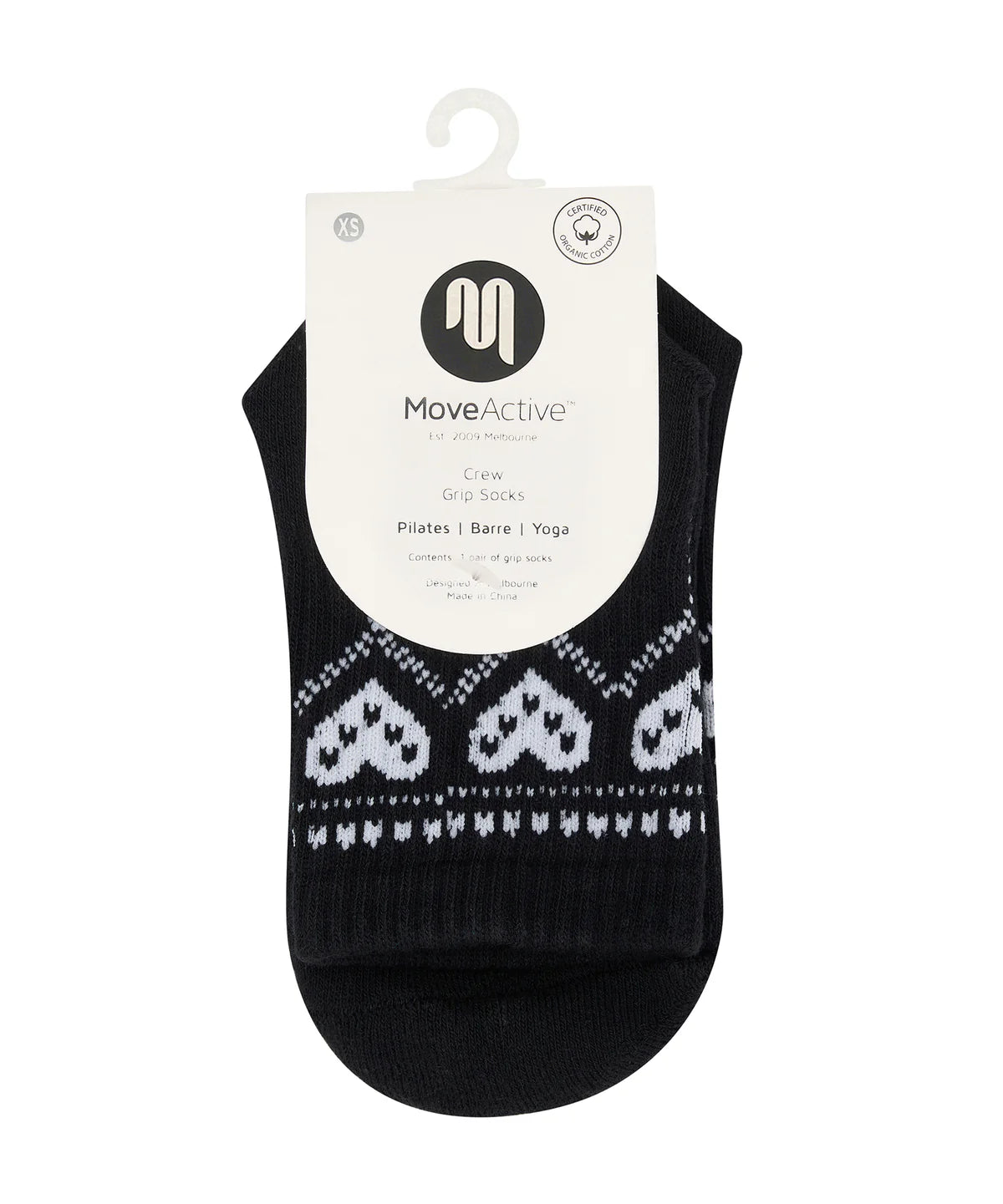 Crew Non Slip Grip Socks - Alpine Heart Midnight