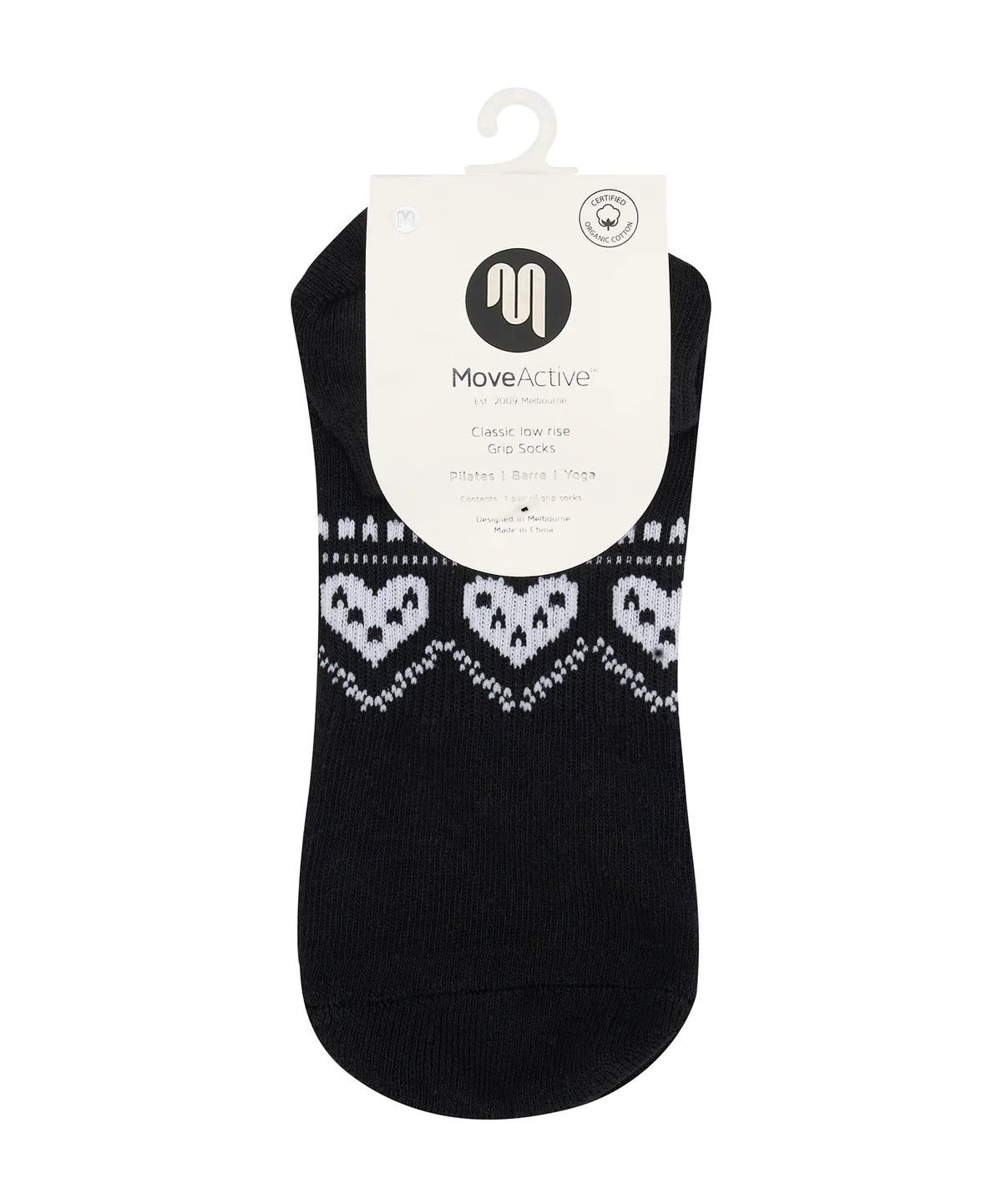 Low Rise Ankle Grip Socks - Alpine Heart Midnight
