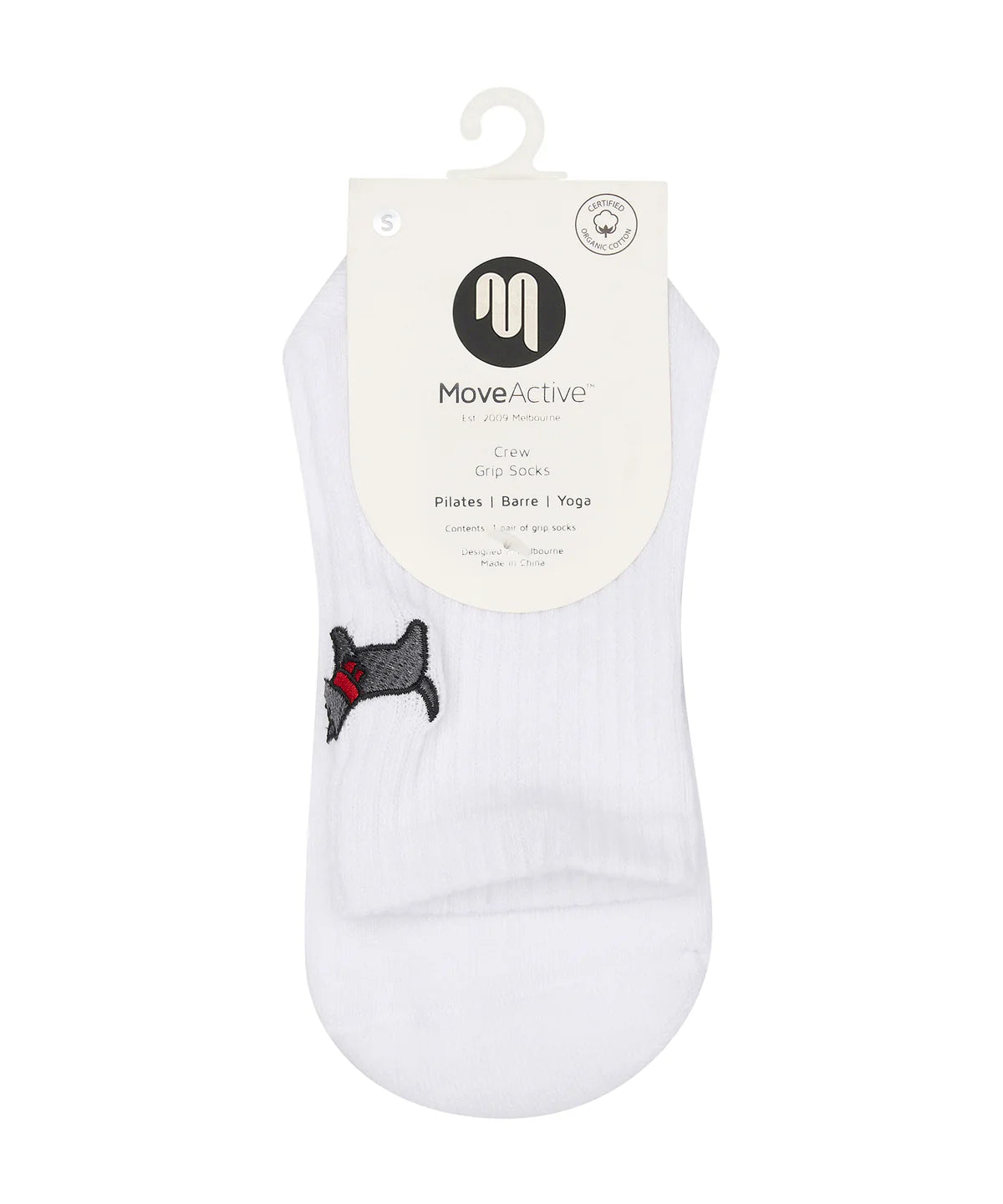Crew Non Slip Grip Socks - Cosy Pup Ivory