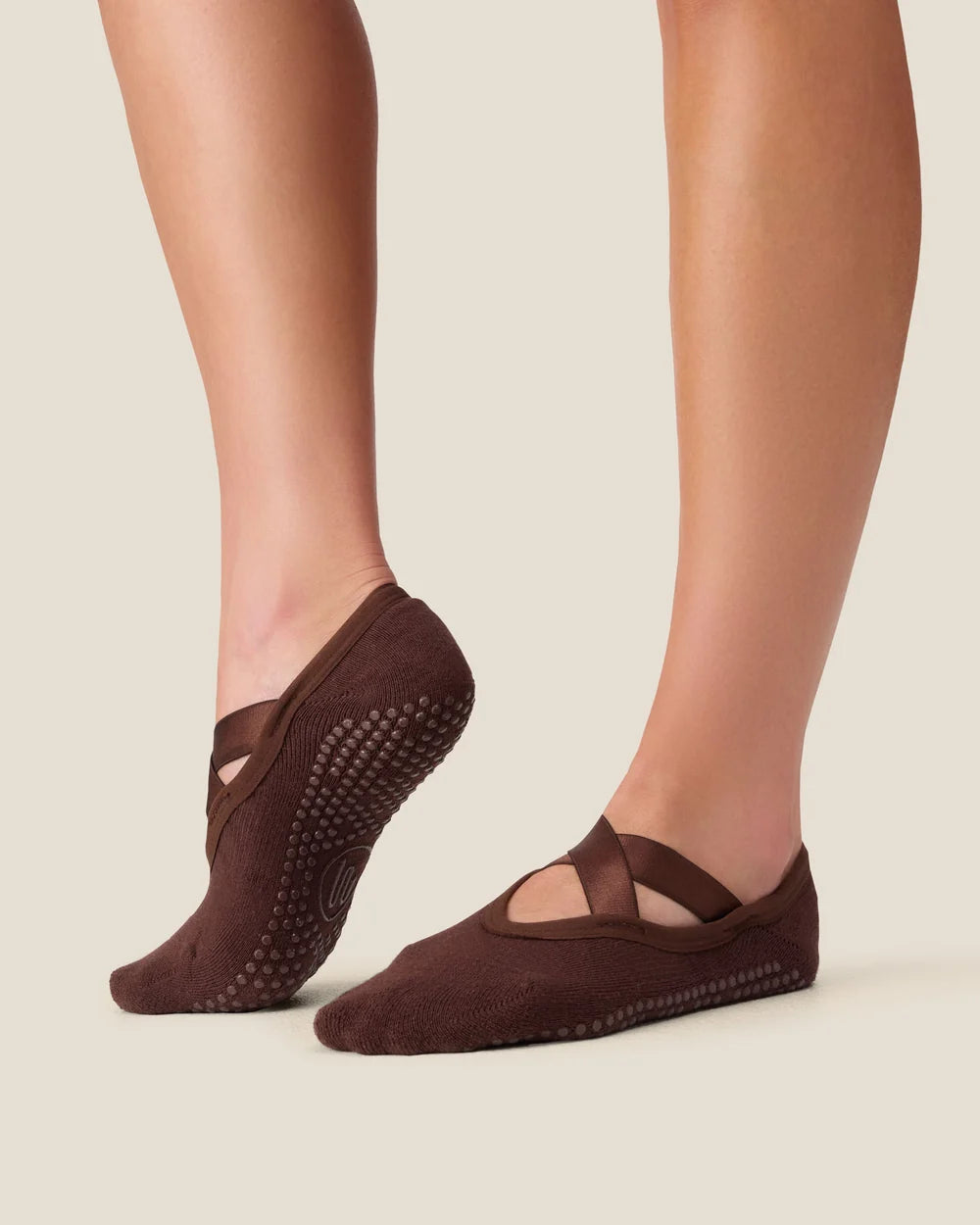 [MoveActive] Ballet Non Slip Grip Socks - Wide Cross Espresso