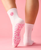 Crew Non Slip Grip Socks - I Heart Boobs Ivory