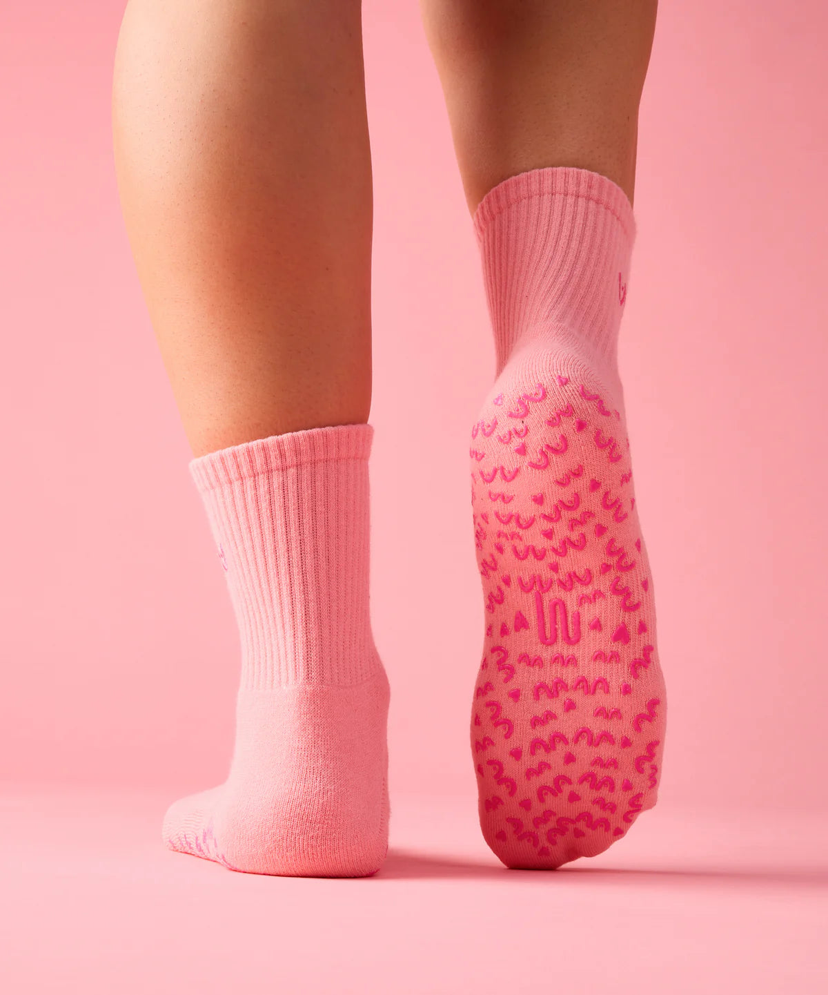 Crew Non Slip Grip Socks - Power in Pairs Pink