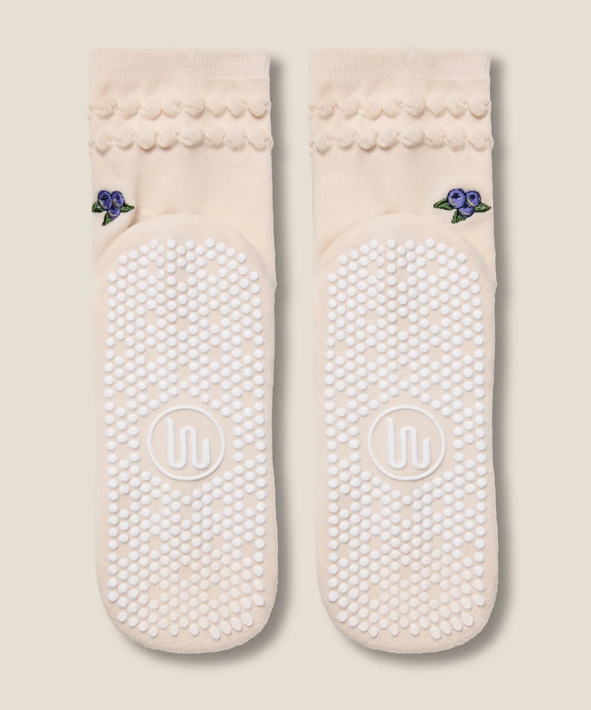 [MoveActive] Crew Non Slip Grip Socks - Blueberry Ruffle Oat