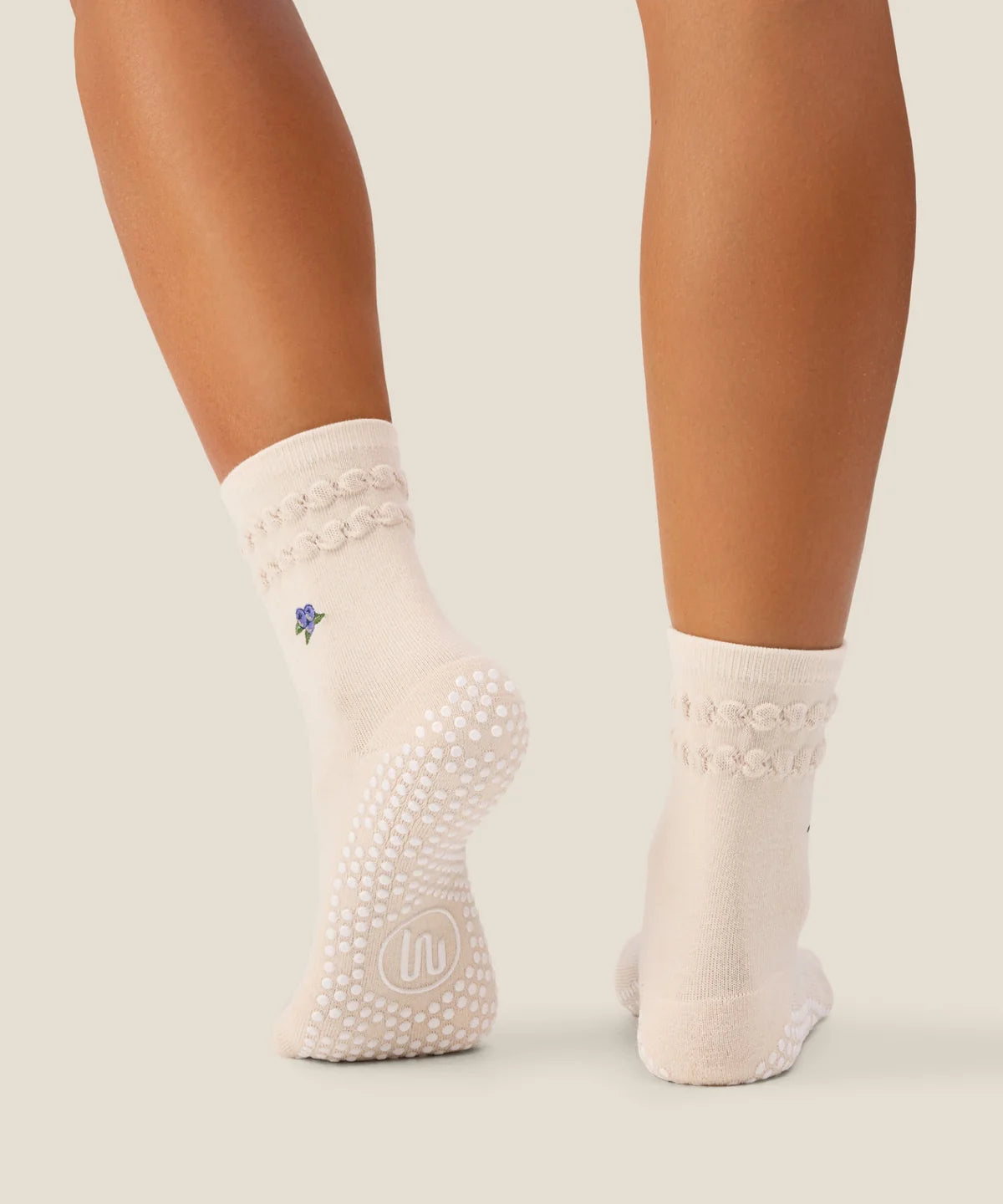 [MoveActive] Crew Non Slip Grip Socks - Blueberry Ruffle Oat