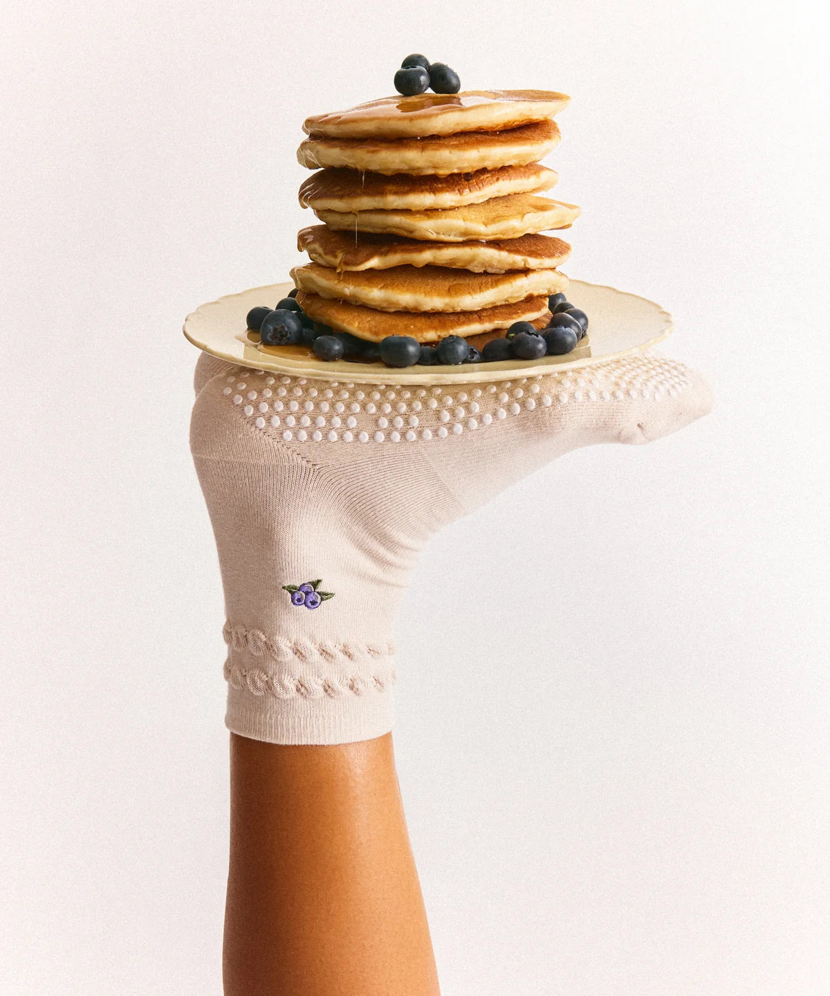 [MoveActive] Crew Non Slip Grip Socks - Blueberry Ruffle Oat