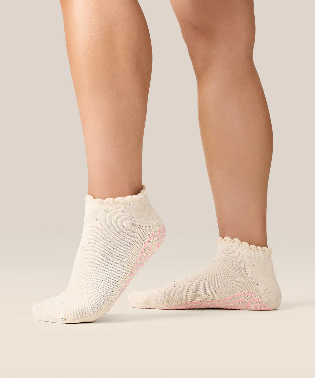 Low Rise Ankle Grip Socks - Love Confetti