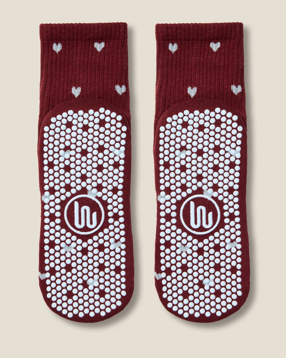 [MoveActive] Crew Non Slip Grip Socks - Love Me Cabernet