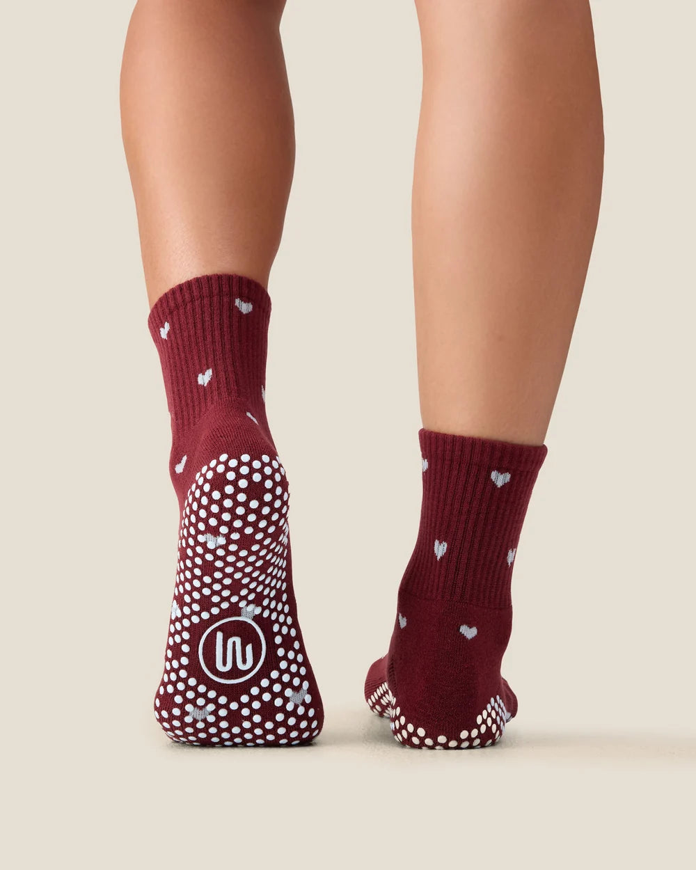 [MoveActive] Crew Non Slip Grip Socks - Love Me Cabernet