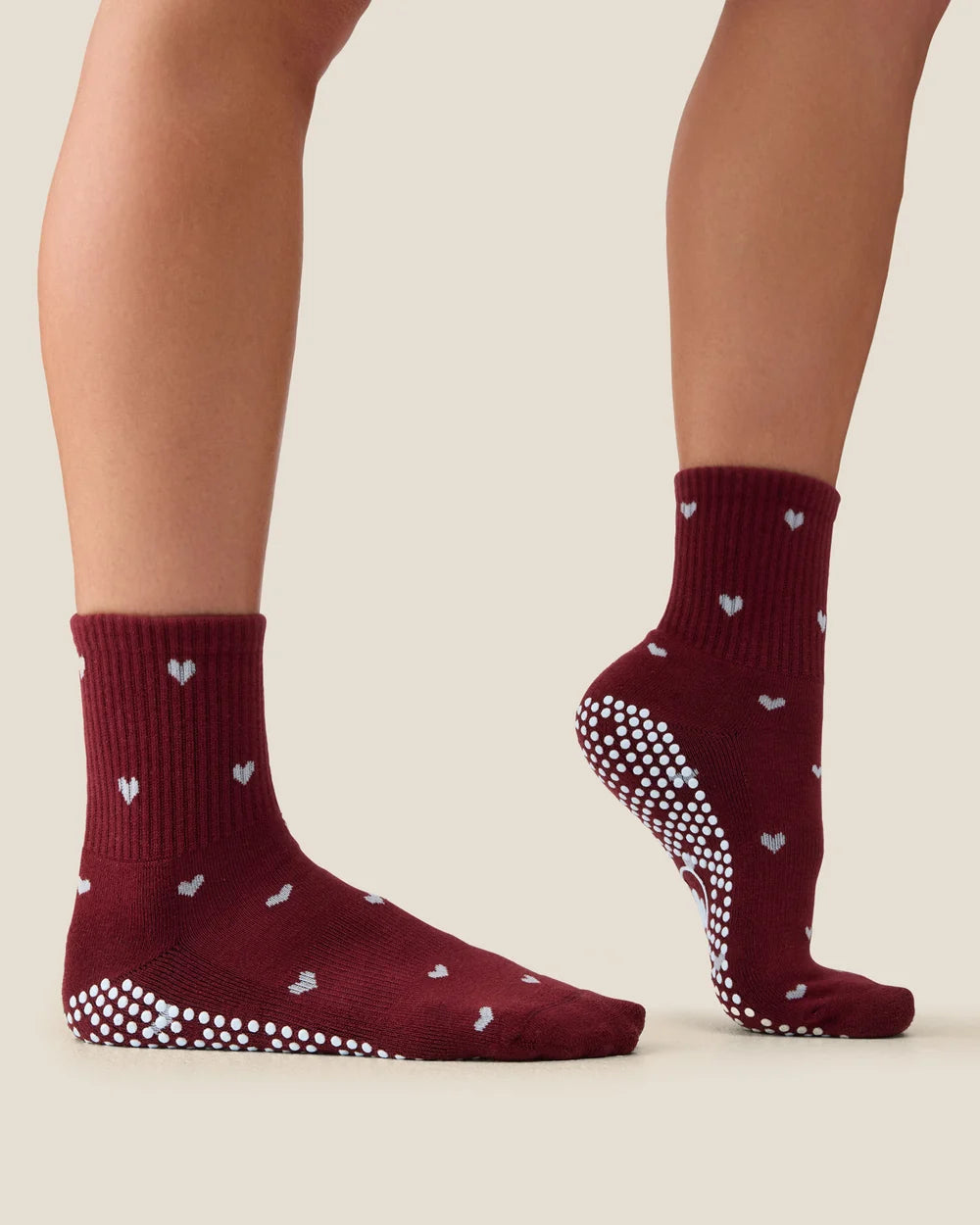 [MoveActive] Crew Non Slip Grip Socks - Love Me Cabernet