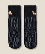 Crew Non Slip Grip Socks - Corgi Black