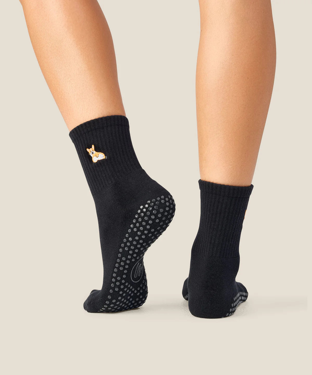 Crew Non Slip Grip Socks - Corgi Black