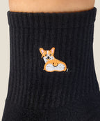 Crew Non Slip Grip Socks - Corgi Black