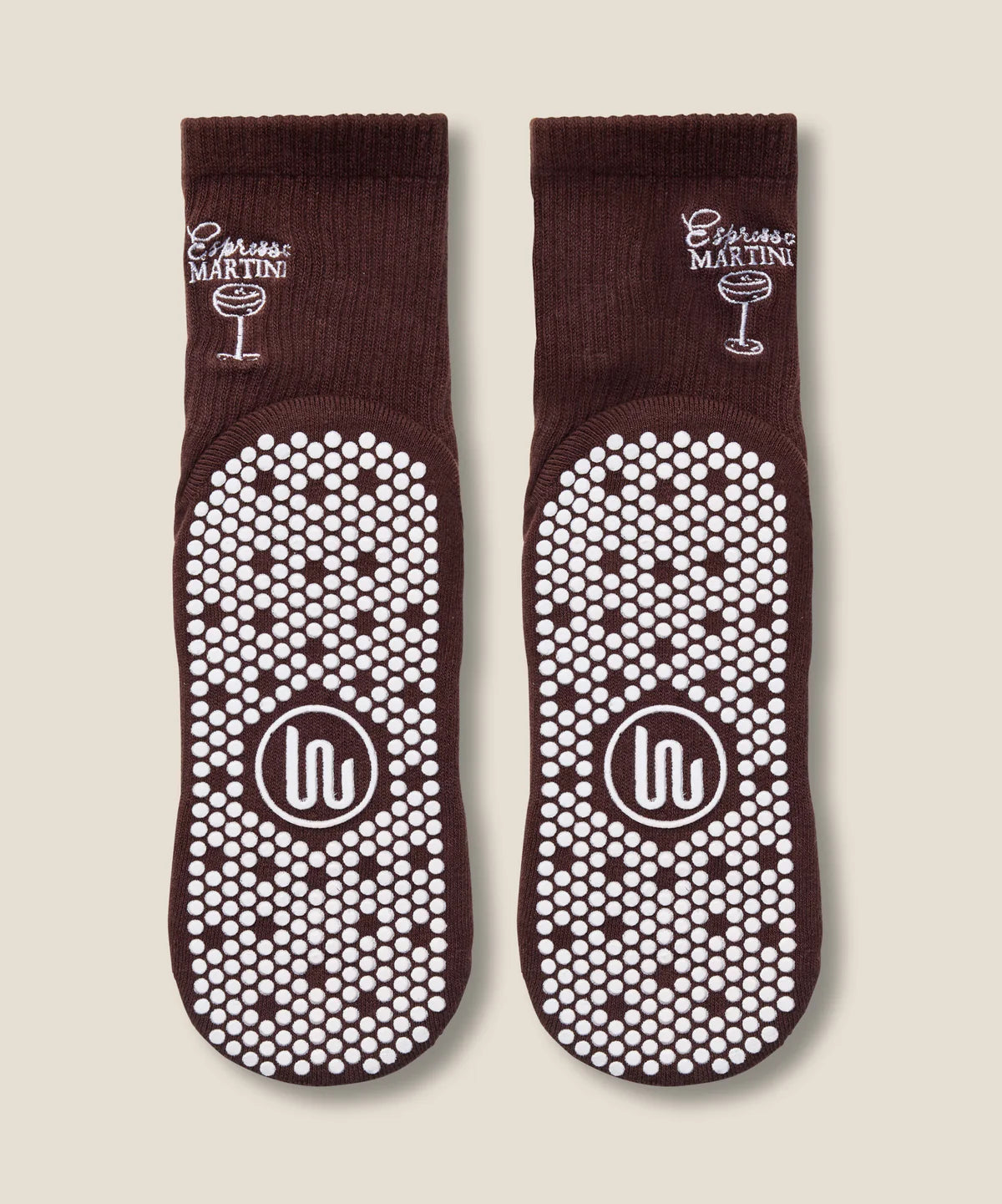 Crew Non Slip Grip Socks - Espresso Martini