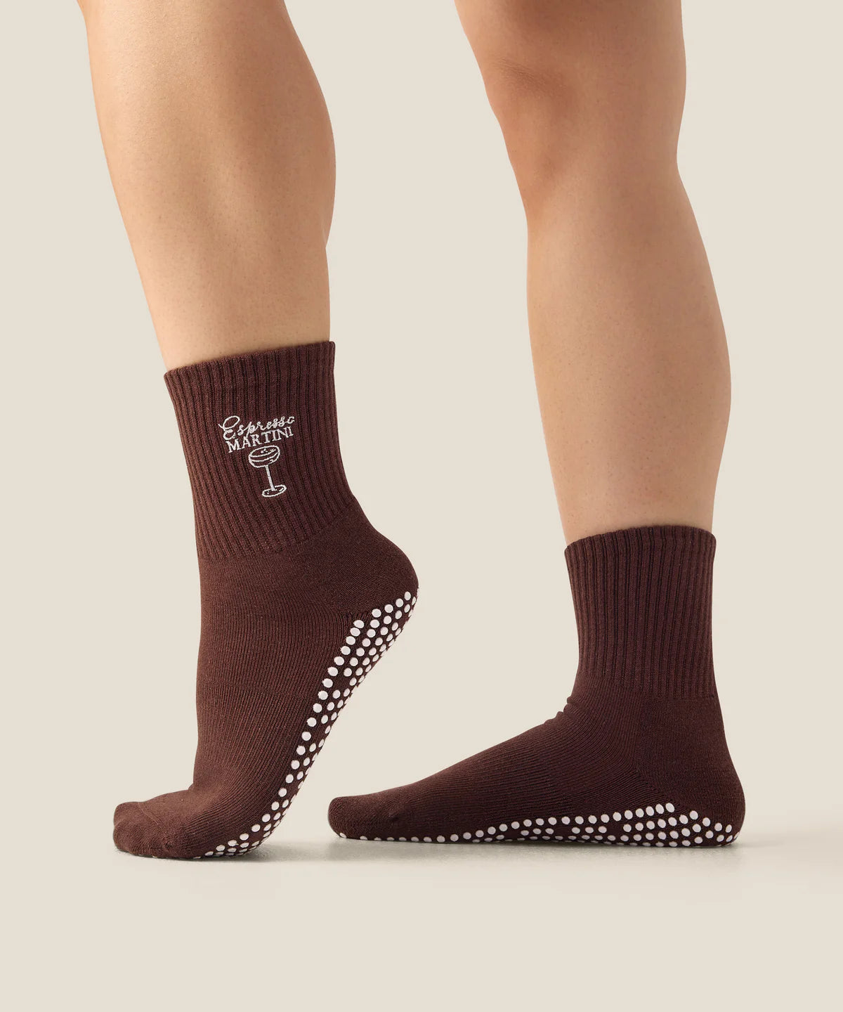 Crew Non Slip Grip Socks - Espresso Martini