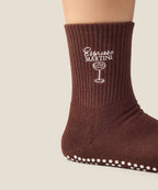 Crew Non Slip Grip Socks - Espresso Martini