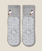 Crew Non Slip Grip Socks - Ginger Cat Grey Marle