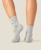 Crew Non Slip Grip Socks - Ginger Cat Grey Marle