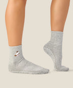 Crew Non Slip Grip Socks - Ginger Cat Grey Marle
