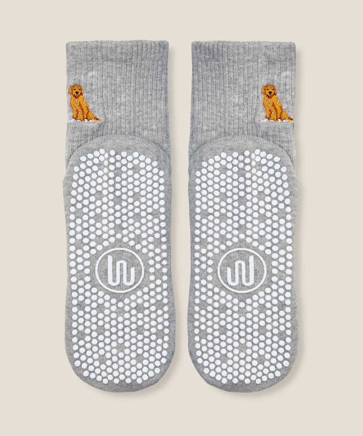 Crew Non Slip Grip Socks - Golden Retriever Grey Marle