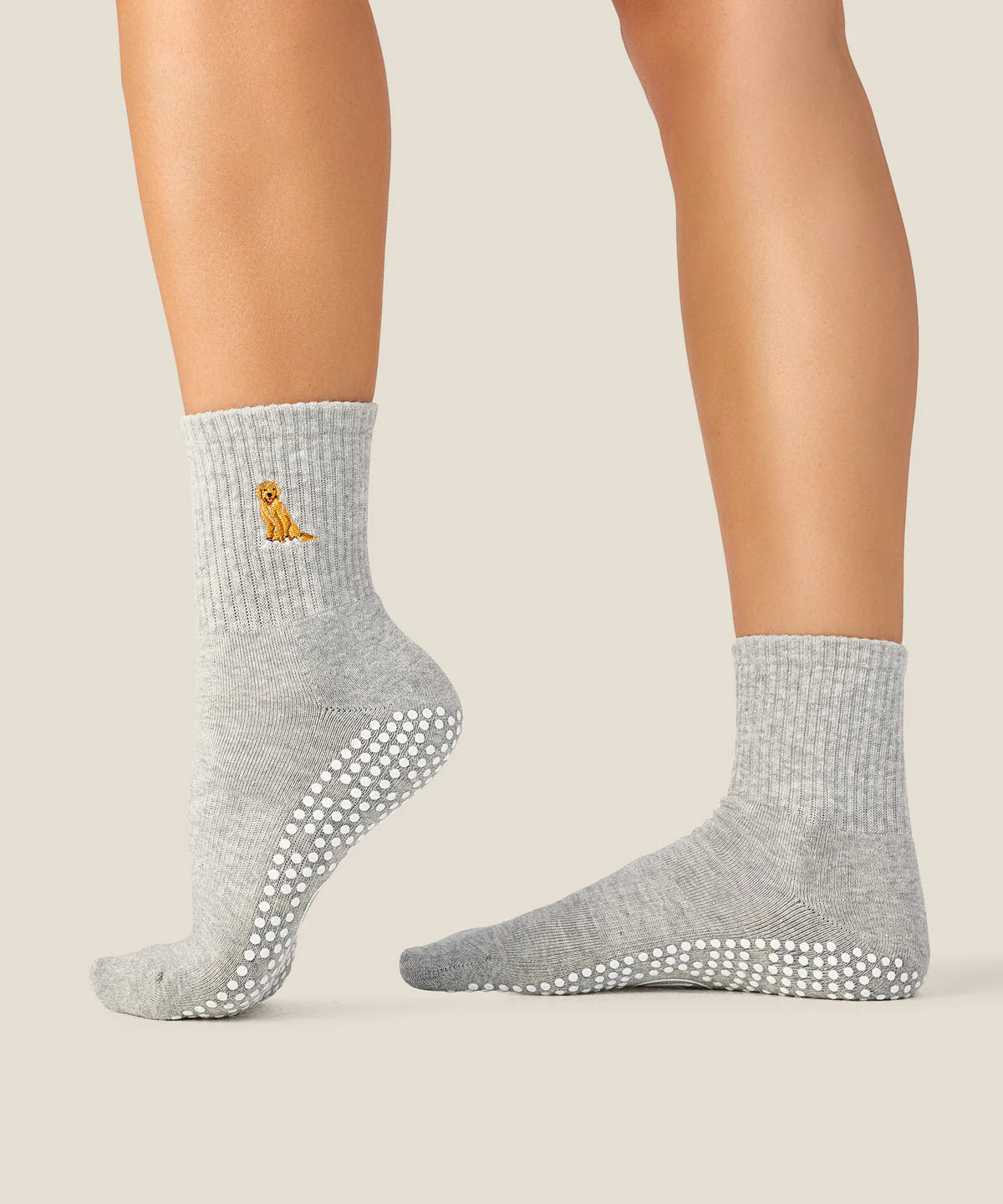 Crew Non Slip Grip Socks - Golden Retriever Grey Marle