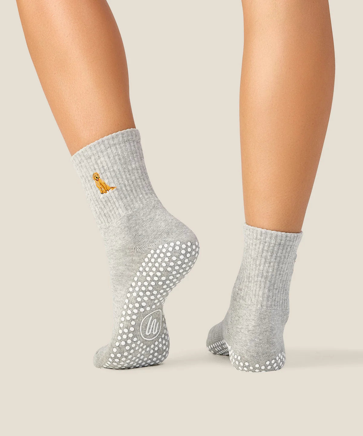 Crew Non Slip Grip Socks - Golden Retriever Grey Marle