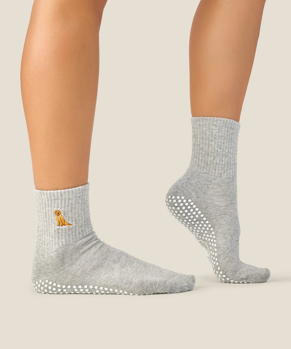 Crew Non Slip Grip Socks - Golden Retriever Grey Marle