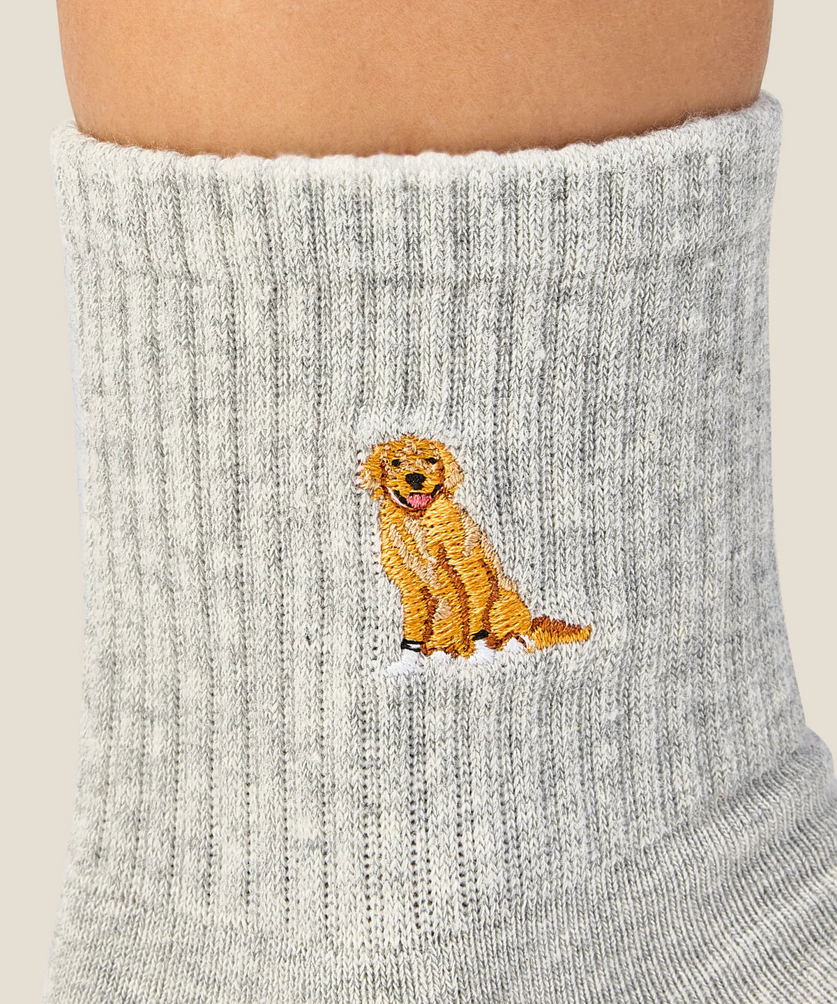 Crew Non Slip Grip Socks - Golden Retriever Grey Marle