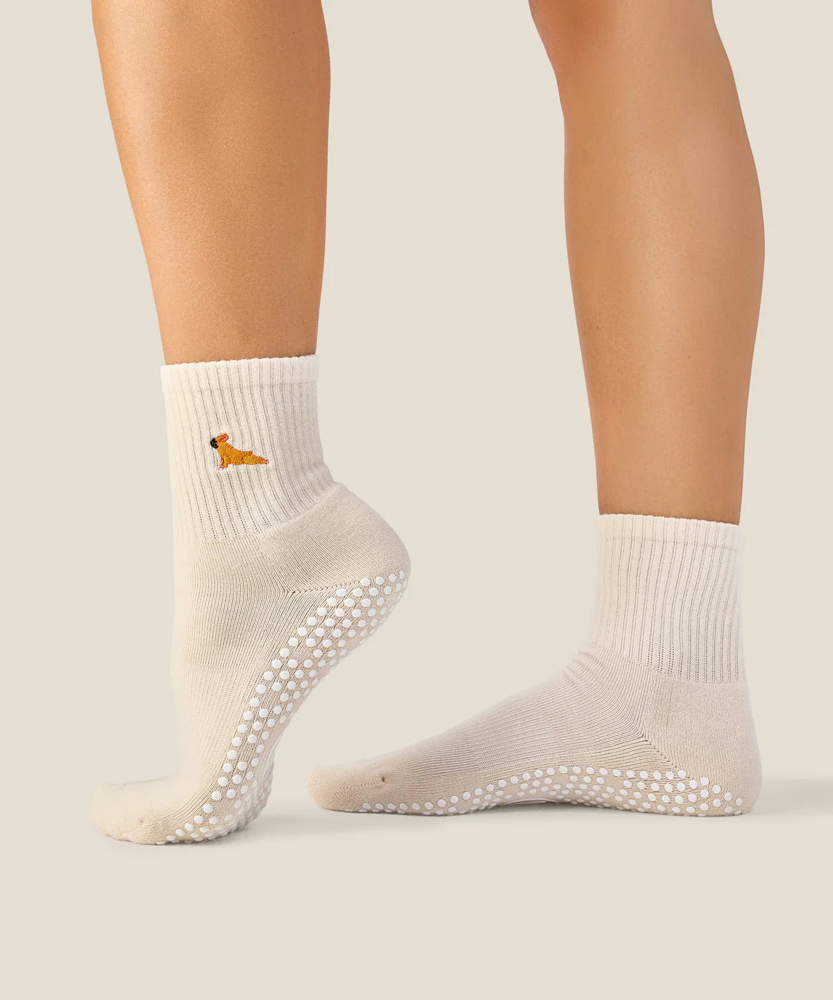 Crew Non Slip Grip Socks - Pug Oat