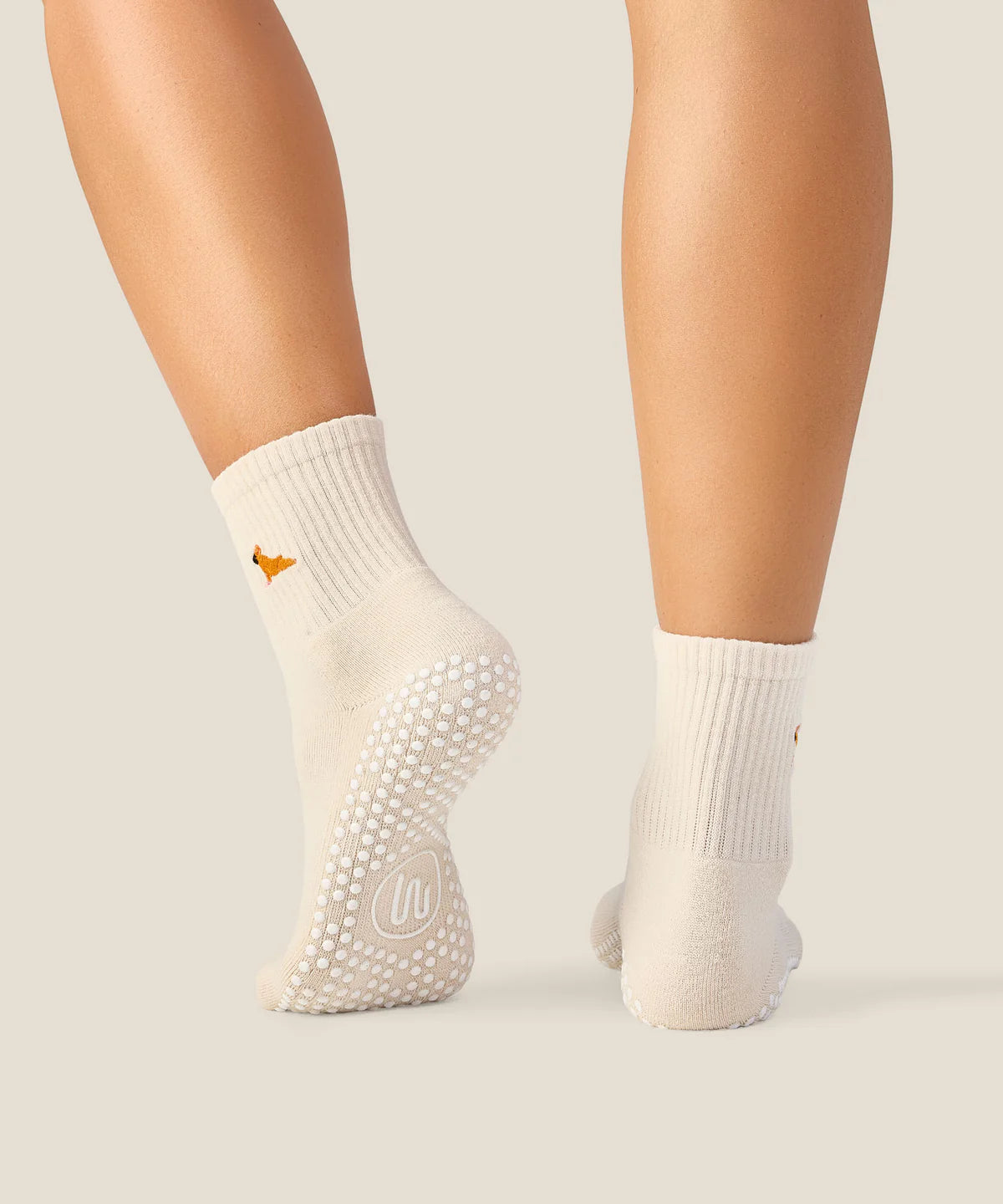 Crew Non Slip Grip Socks - Pug Oat